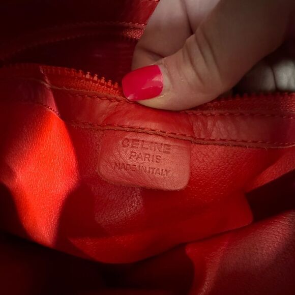 CELINE Red Lambskin Leather Shoulder Bag - Picture 15 of 16